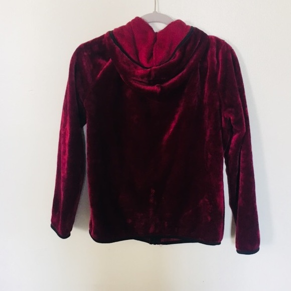 Maroon fuzzy zip up hoodie - Picture 2 of 3